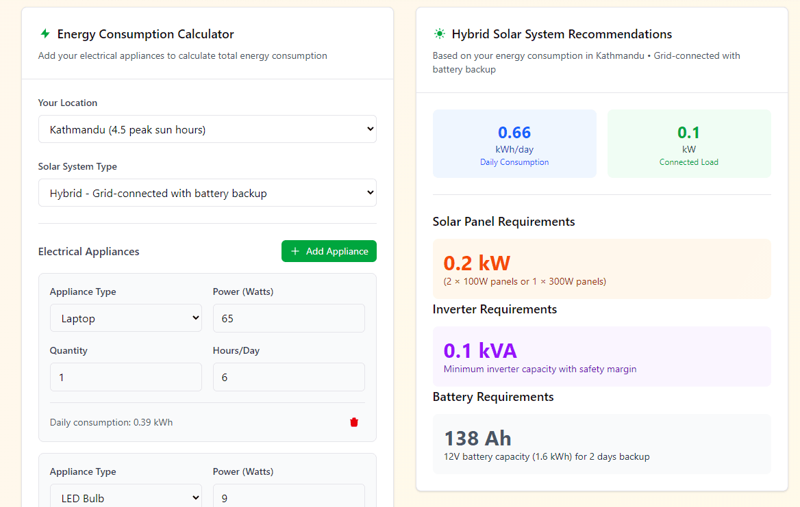 Solar Calculator Preview